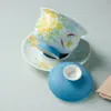 Juego de Té Miyuan Azul Profundo Puro Pintado a Mano de Osmanthus y Carpas para Uso Doméstico, Tetera Gaiwan de Cerámica, Taza de Maestro, Juego de Té Kung Fu