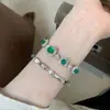 Pulseira de Calcedônia Verde para Mulheres, Luxo Acessível Nicho Pulseira de Jade de Alta Qualidade para Namorada Novo Estilo 2025