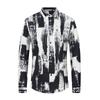 Comércio exterior novo lapela dos homens não-passar camisa de manga comprida tendência impressão digital rua camisa retrô 3020