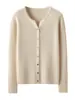 Cárdigan de Cachemira para Mujer, Elegante Suéter de Cachemira de Cabra, Suave y Ajustado, Ropa de Abrigo, Chaqueta Suéter de Punto con Cuello Redondo