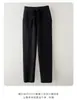 Pantalones de Punto 100% Lana para Mujer, Nuevo Estilo Otoño e Invierno, Grosor Medio Ajustados Casuales de Cintura Alta Sueltos Cónicos Largos