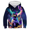 Moletom com Capuz Casual para Meninas com Estampa Fofa Colorida de Gatinho, Impressão 3D, Novo Estilo Transfronteiriço, Direto do Fabricante