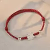 Pulsera de Hilo Rojo Flor de Loto Plateada de Buena Suerte para Mujeres y Parejas, Pulsera de Hilo Rojo Tejida a Mano Regalo para Aprobar el Examen y el Año del Zodiaco