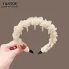 Faixa de Cabelo Enrolada com Renda de Pérola para Mulheres com Dentes Antiderrapante Cartão de Cabelo de Pressão para Sair Faixa de Cabeça para o Topo Craniano para Lavar o Rosto Usar