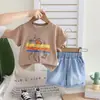 Traje de Verano para Niños Conjunto de Dos Piezas de Manga Corta de Pulpo de Verano para Bebé Ropa de Verano Coreana de Manga Corta para Niños