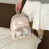 Nova Mochila Transparente com Bolso de Bolinhas e Gatinho Estilo Coreano para Alunos do Ensino Médio e Estilo Pai e Filho, Mochilas Femininas Atacado