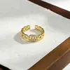 Novo Estilo Coreano Estilo Coreano Requintado Ouro Diamante Carta Anel Abertura Tamanho Ajustável Anel de Dedo Indicador Anel Mulheres