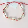 Pulseira de Praia de Verão Tecida à Mão Transfronteiriça com Concha Natural Estilo Feriado Joia de Mão Feminina Estilo Fio de Cera Coreano