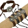 Pulsera de cuero tejida retro para exportación de comercio exterior europeo y americano, venta al por mayor de pulseras de cuero punk