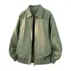Jaqueta de trabalho oversized para homens, adequada para primavera e outono, estilo solto e casual, projetada para biotipos maiores, streetwear americano, estilosa e descolada, com gola de lapela