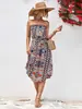 2023 Nuevo Estación Independiente de Amazon Venta Caliente Explosiones de eBay Transfronterizo Vestido de Mujer Europeo y Americano Sin Tirantes Estampado