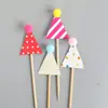 Topo de Bolo Chapéu Pequeno Colorido, Decoração Divertida de Bolo, Triângulo de Bola de Pelo Surpresa de Aniversário