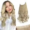 Cabelo Longo Cacheado Ondulado com Linha Transparente, Fábrica de Origem, Peruca Estilo Europeu e Americano, Estilo Linha de Pesca com Presilhas