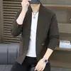 2026 Nova Jaqueta Masculina Simples Outono Estilo Coreano Moda Casual Malha de Alta Qualidade Versátil Cardigã Masculino