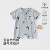 Ropa para Bebé, Mameluco de Algodón de Bambú Delgado Transpirable de Verano, Ropa Acondicionada para Niños, Mono de una Pieza de Manga Corta, Estilo Verano