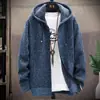 Jaqueta Suéter Plus Size Acolchoada com Forro de Lã, com Capuz, Cardigan de Tricô com Zíper Masculino, Nova Coleção Outono/Inverno 2026