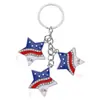 Elemento Dia da Independência Americana Chaveiro Bandeira Vermelha, Branca e Azul Pingente de Asa de Coração Estrela de Cinco Pontas Enfeite de Bolsa