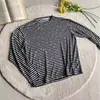 Camiseta de manga comprida fina com listras estelares estilo retrô americano, amiga da pele e respirável, para homens e mulheres, T-shirt básica casual e relaxada para o outono