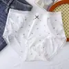 Pantis Ligeros de Encaje Estampado Estilo Japonés para Niñas, de Seda Helada de Cintura Media con Lazo, de Algodón Transpirable Fino en la Entrepierna para Verano