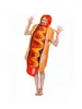Macacão mural de comida com tema de cachorro-quente europeu e americano, tamanho adulto, fantasia engraçada para festa de Halloween, fantasia de esponja, traje de cosplay