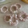 Goma para el pelo de perla rosa simple coreana para mujer, goma de pelo de alta elasticidad, cuerda duradera para coleta, banda de goma, accesorios para el pelo