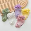Meias de Renda para Meninas, Meias Infantis Princesa com Borda de Renda para Primavera e Outono, Meias Curtas para Bebê, Meias Curtas de Renda para Dança, Transfronteiriço
