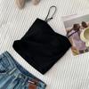 Camisola de cuello alto para mujer, de una pieza, con copa fija y almohadilla para el pecho, de algodón puro, color liso, para primavera y verano