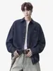 Camisa jeans casual oversized de cor sólida estilo americano, jaqueta de trabalho versátil de caimento solto, camisa de manga comprida para primavera