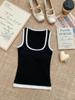 Camisole Quadrada com Costura em Cor Contrastante e Bojo para Meninas Descoladas Usarem Dentro e Fora, Tops Emagrecedores e de Alta Qualidade