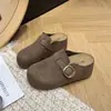 Zapatillas de casa cerradas de punta gruesa, sin cordones, tipo mule, 2026, nuevas, versátiles, con hebilla, para aumentar la altura interior, para mujer