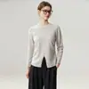 Abertura lateral ~ Suéter de cachemir con cuello redondo Otoño/Invierno 2026 Para mujer Color liso Prenda base Estilo elegante Suéter cálido