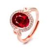 Moda Europea y Americana Color Alto Grado Sentido Anillo Chapado en Oro Rosa 18K Amor Entrelazado Anillo de Compromiso Apertura para Mujer Color Tesoro Moda