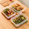 Caja para encurtidos para verduras frescas, frasco para pepinillos, recipiente para kimchi, caja de almacenamiento de alimentos de gran capacidad para refrigerador, caja de plástico sellada, forma rectangular