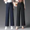 Primavera y verano 2001 nuevos pantalones vaqueros de nueve puntos, versión estrecha, ajustados, talla grande, pierna ancha, rectos, para mujer de mediana edad