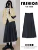 Otoño e Invierno Nuevo Retro Americano Talla Grande mm Gordita Moda Estilo Preppy Falda Plisada Lana para Mujer Anti-Exposición Media Falda