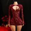 Lingerie Brilhante e Sedutora, Estilo Europeu e Americano Popular Transfronteiriço, Vestido Bodycon Vazado Plus Size, Peça Única, Saia de Rede Altamente Elástica