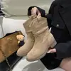 Botas vaqueras retro Maillard de media pantorrilla adelgazantes fruncidas Otoño/Invierno Nuevo estilo Diseño estilo páramo Botines