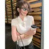 Loja Oficial Shanghai Dan Nong/Camiseta Polo Manga Curta Lao Qian Feng para Mulheres, Verão, Petite, Alta Qualidade, Gola Polo Simples
