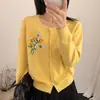 Elegante cárdigan de punto redondo bordado floral para mujer, nueva colección otoño 2026, chaqueta suéter de pelo de mapache