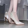 Tacones Altos de Temperamento Francés Sentido de Diseño Nicho No Cansan los Pies Dama de Honor Vestido de Novia Zapatos de Boda Doble Uso Zapatos de Novia