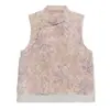 Nuevo Conjunto de Dos Piezas de Verano Estilo Chino Nacional con Bordados Rosas y Morados en Organza para Mujer P0301