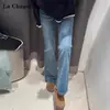 Jeans Bootcut Azules Elásticos para Mujer Primavera y Otoño 2025 Cintura Alta Ajustados Pierna Ancha Acampanados Pantalones Largos