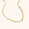 Collar de Cadena Lateral con Disco de Circonita Transfronterizo Europeo y Americano Acero Inoxidable Chapado en Oro de 18K Moda Simple Nicho Lujo Accesible
