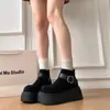 Botines Gruesos de Invierno para Mujer, Aumento Oculto de Altura 7cm~, Cremallera Trasera con Hebilla Botas Martin, Plataforma Retro Suela Mate