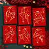 2027 Año del Cordero Sobre Rojo Hojuelas Doradas Escarchado Creativo Dibujos Animados 3D Zodiaco Cien Yuan Mil Yuanes Sobre de Dinero de la Suerte Bolsa de Sobre Rojo de Año Nuevo