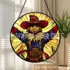 Pendente de Vidro Colorido Espantalho Cruzado Ornamento de Vidro para Pendurar em Casa Decoração de Janela Jardim Pegador de Sol