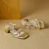 Cinturón delgado simple 432024 hueco tamaño zapatos deseo grueso comercio exterior chino nuevo tamaño Zapatos romanos 31 tacón sandalias dorado