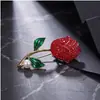 Broche de Rosa de Luxo de Alta Qualidade com Liga e Incrustação de Diamante, Alfinete da Moda para Roupas, Corsage Versátil, Acessório Exquisito