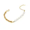 Juego de Accesorios de Perlas Simples Populares de Primavera Europeos y Americanos Acero Titanio Nicho Lujo Accesible Diseño Pulsera Collar para Mujer