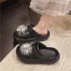 Chinelos Brilhantes com Strass para Aumentar a Altura para Mulheres, Solado Grosso de EVA Macio, Antiderrapante, Sapatos de Praia, Tamancos de Nicho High-End